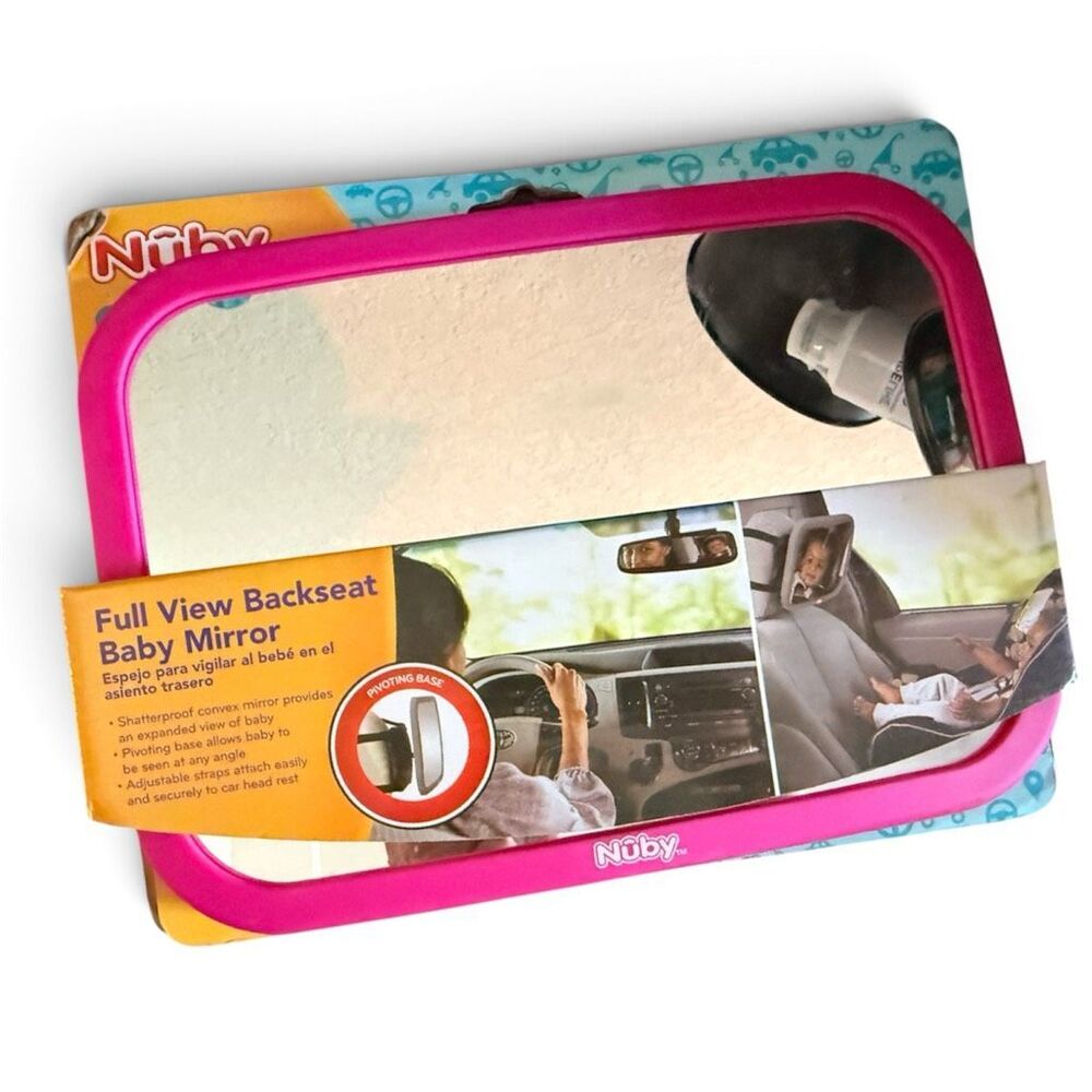 Brand New Nuby Full View Backseat Baby Infant Car Vehicle Mirror in Pink